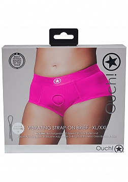 Ouch! - Vibrating Strap-on Brief - Pink- XL/XXL