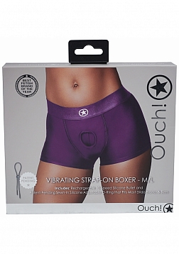 Ouch! - Vibrating Strap-on Boxer - Purple - M/L