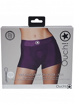 Ouch! - Vibrating Strap-on Boxer - Purple - XS/S