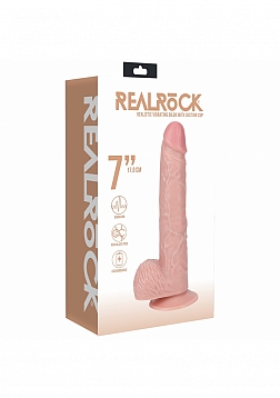 RealRock - Ultra Realistic Skin - Vibrating Rechargeable - Regular Straight with Balls - 7\