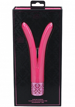 Royal Gems - Dueling Queens - 10 Speed Silicone Rechargeable Vibrator - Pink