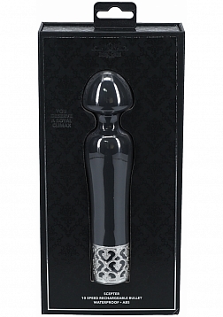 Royal Gems -Scepter - 10 Speed Silicone Rechargeable Vibrator - Black