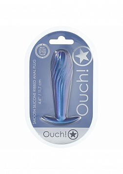 Ouch! - Ribbed Anal Plug - Silicone - Metallic Blue