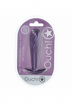 Ouch! - Ribbed Anal Plug - Silicone - Metallic Purple