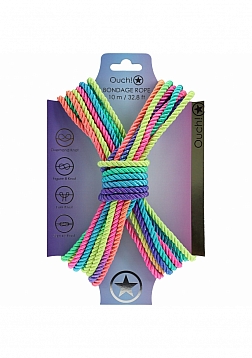 Ouch! - Bondage Rope - 10 Meter - Nylon - Multicolor Bright