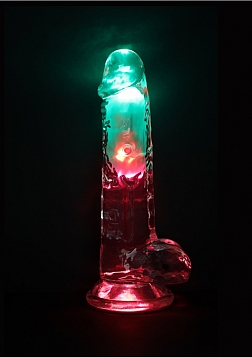 RealRock - Wireless Rechargeable - Remote Control - LED - Vibrating - Regular Straight with Balls - 