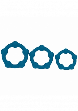 LEVELZ - Beaded Silicone Cock Ring Set of 3 (35mm, 40mm, 45mm) - Teal