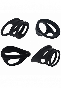 LEVELZ - Set of 4 Silicone Cock & Ball Rings - Black