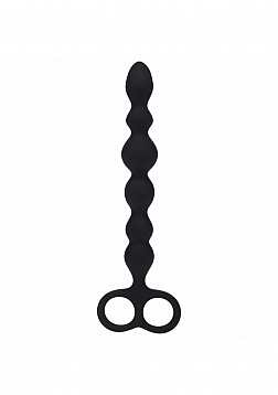 LEVELZ - Beaded Silicone Anal Probe with Double Loop - Black