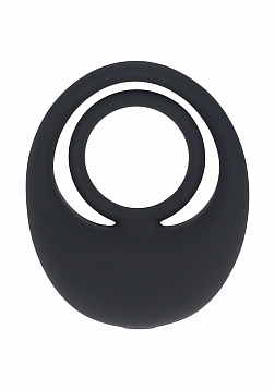 LEVELZ - Vibrating Liquid Silicone Cock & Ball Ring - Black