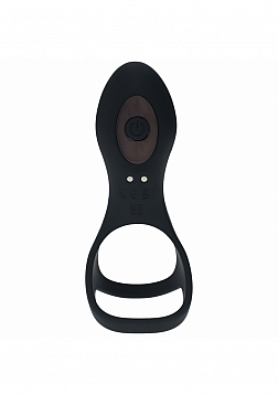 LEVELZ - Vibrating Silicone Cock & Ball Ring with Shaft Loop - Black