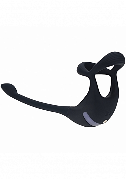 LEVELZ - Remote Control Vibrating Silicone Tri O Cock Ring with Prostate Stimulator - Black