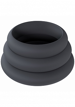 LEVELZ - Wide O Silicone Cock Ring Set of 3 (30mm, 35mm, 42mm) - Black