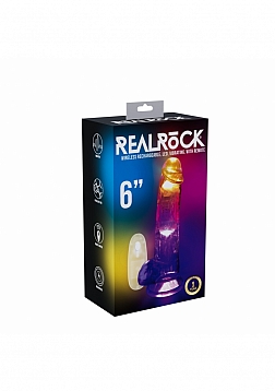 RealRock - Wireless Rechargeable - Remote Control - LED - Vibrating - Regular Straight with Balls - 