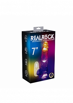 RealRock - Wireless Rechargeable - Remote Control - LED - Vibrating - Regular Straight with Balls - 