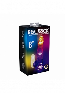 RealRock - Wireless Rechargeable - Remote Control - LED - Vibrating - Regular Straight with Balls - 
