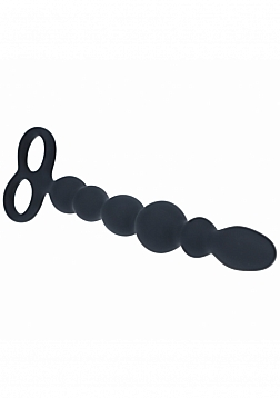 LEVELZ - Beaded Silicone Anal Probe with Double Loop - Black