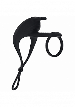 LEVELZ - Adjustable Bunny Vibrating Silicone Lasso Cock Ring & Shaft loop - Black