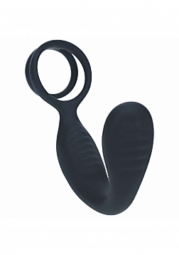 LEVELZ - Vibrating Silicone Prostate Stimulator with Cock & Ball Ring - Black