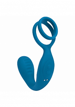 LEVELZ - Vibrating Silicone Prostate Stimulator with Cock & Ball Ring - Teal