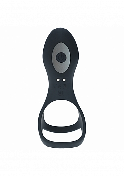 LEVELZ - Vibrating Silicone Cock & Ball Ring with Shaft Loop - Black