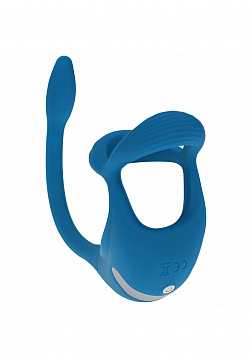 LEVELZ - Remote Control Vibrating Silicone Tri O Cock Ring with Prostate Stimulator - Teal
