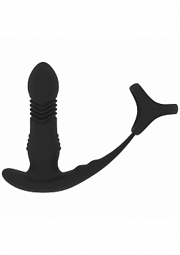 LEVELZ - Vibrating & Thrusting Silicone Prostate Massager with Tri O Cock Ring - Black