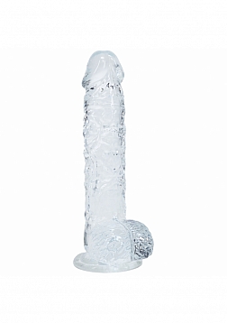 Realrock - Crystal Clear - Realistic Dildo with Balls - 5"- Translucent