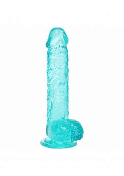 Realrock - Crystal Clear - Realistic Dildo with Balls - 5"- Turquoise