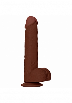 RealRock - Ultra Realistic Skin - Straight Realistic Dildo with Balls - 7" - Brown