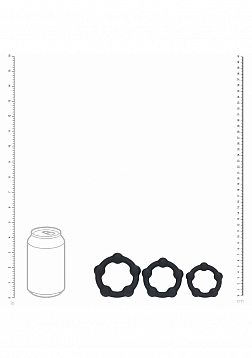 LEVELZ - Beaded Silicone Cock Ring Set of 3 (35mm, 40mm, 45mm) - Black