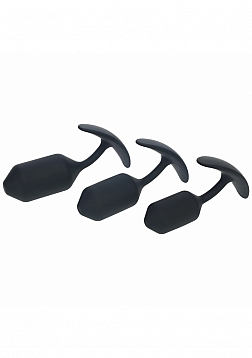 LEVELZ - Silicone Weighted Anal Plug Training Kit - Set of 3 - Black