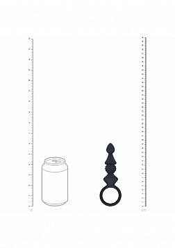 LEVELZ - Ribbed Silicone Anal Probe with Loop - Black