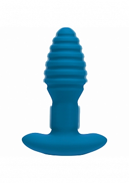 LEVELZ - Remote Control Vibrating & Rotating Ribbed Silicone Anal Plug - Teal