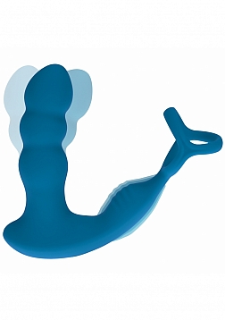 LEVELZ - Dual Vibrating Remote Control & Rotating Head Silicone Prostate Stimulator with Cock & Ball