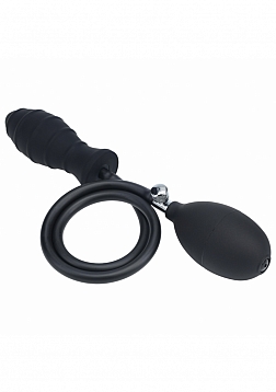 LEVELZ - Ribbed Inflatable Silicone Anal Plug - Black