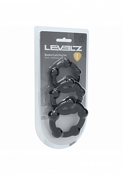 LEVELZ - Beaded Silicone Cock Ring Set of 3 (35mm, 40mm, 45mm) - Black