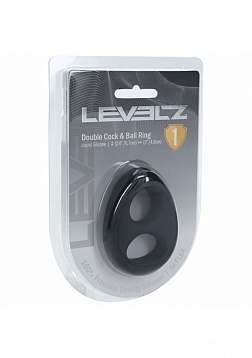 LEVELZ - Double Liquid Silicone Cock & Ball Ring - Black