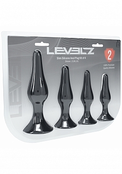 LEVELZ - Slim Silicone Anal Plug Kit of 4 (S,M,L,XL) - Black