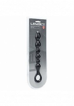 LEVELZ - Beaded Snake Silicone Anal Probe with Loop - Black