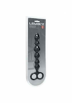 LEVELZ - Beaded Silicone Anal Probe with Double Loop - Black