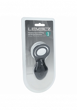 LEVELZ - Vibrating Cock and Ball Ring with Winged Stimulator - Black