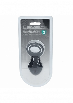 LEVELZ - Vibrating Cock and Ball Ring with Winged Stimulator - Black