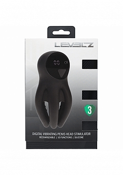 LEVELZ - Digital Vibrating Silicone Penis Head Stimulator with Tentacles - Black