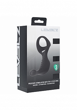 LEVELZ - Vibrating Silicone Prostate Stimulator with Tri O Cock Ring - Black