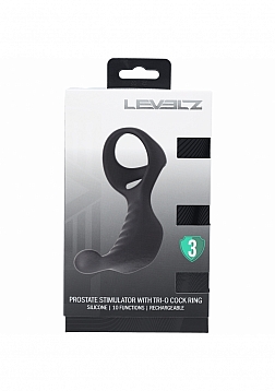 LEVELZ - Vibrating Silicone Prostate Stimulator with Tri O Cock Ring - Black