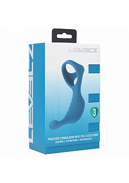 LEVELZ - Vibrating Silicone Prostate Stimulator with Tri O Cock Ring - Teal