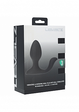 LEVELZ - Vibrating & Rotating Silicone Anal Plug with Ball Stimulator - Black