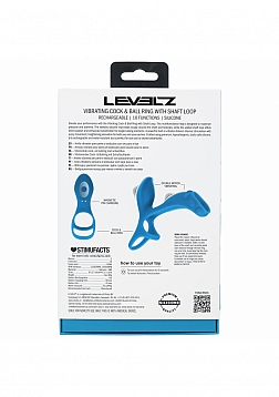 LEVELZ - Vibrating Silicone Cock & Ball Ring with Shaft Loop - Teal