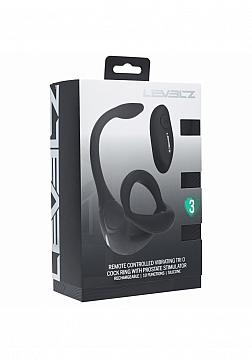 LEVELZ - Remote Control Vibrating Silicone Tri O Cock Ring with Prostate Stimulator - Black